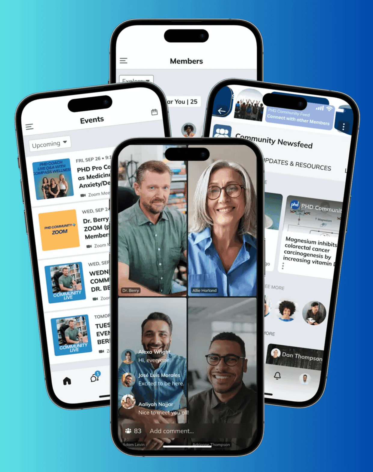 The PHD Community app on a smartphone