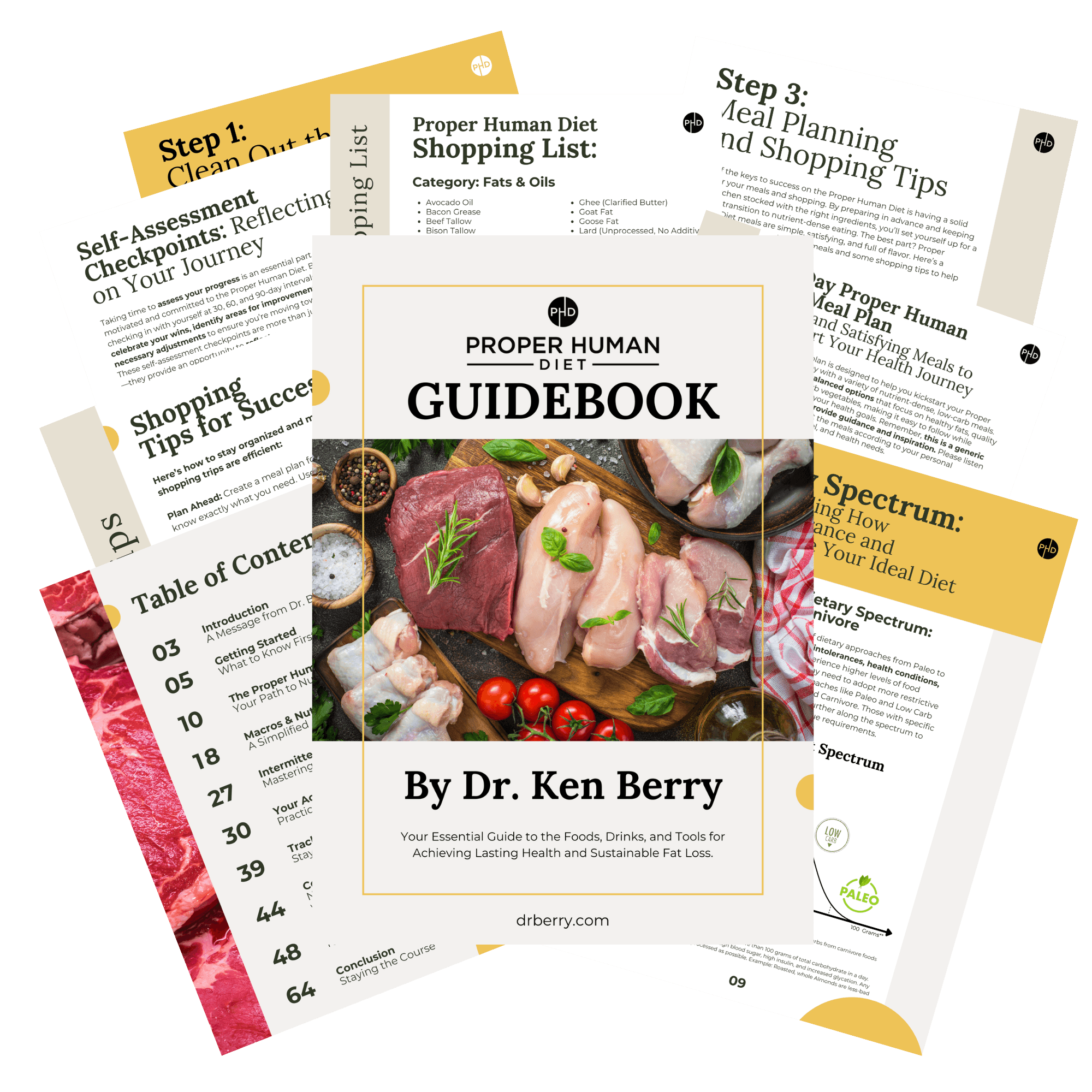 The Proper Human Diet Guidebook by Dr. Ken Berry — pages fanned out